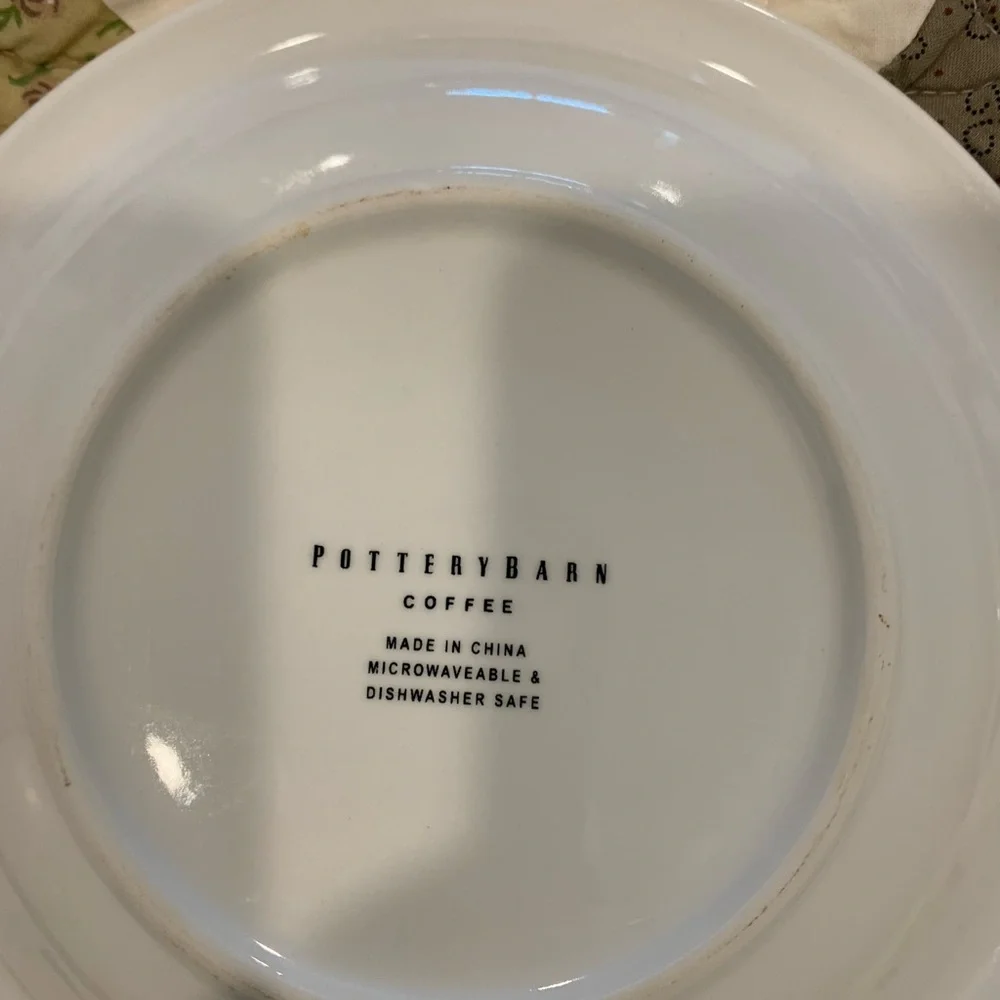 Pottery Barn White Ceramic Plate Set with Text - Picture 2 of 2